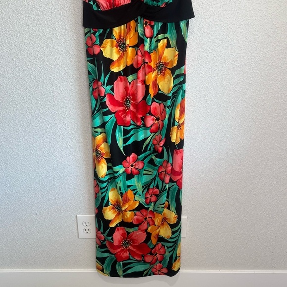 Kisses & Hugs Womens 2X Tropical Stretch Jersey Knit Floral Hawaiian Maxi Dress - Picture 9 of 9